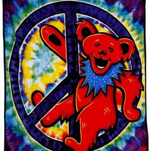 Grateful Dead Peace Bear Blanket ~ Officially Licensed ~ 50" x 60" ~ Brand New!